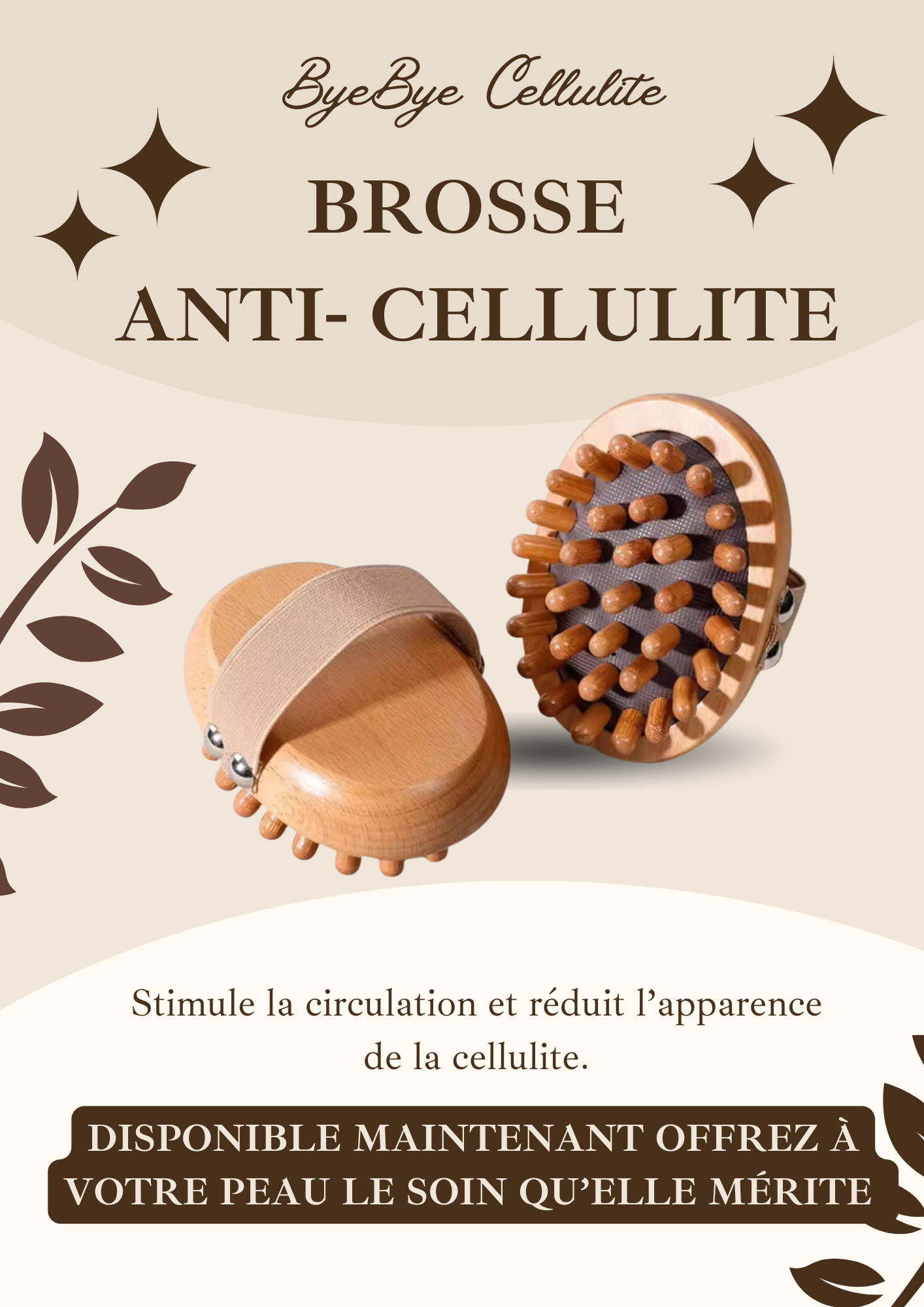Brosse Anti-Cellulite en Bois – Massage Corps & Cuir Chevelu